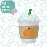 Iced Pumpkin Spice Latte Cookie Cutter with PNG Images to Match - Hand Drawn Graphics for Edible Ink Printers