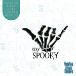 Halloween Stay Spooky Skeleton Hand cookie cutter with png image for edible printers including Eddie