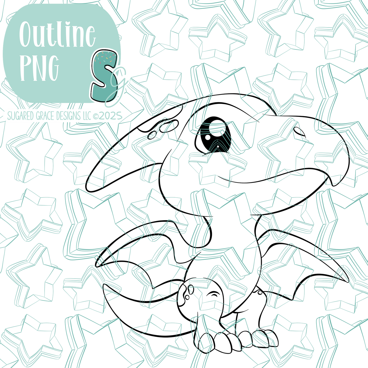 Blue Pterodactyl Dinosaur Cookie Cutter STL File with PNG Images to Match - For 3D Printing and Edible Ink Printers