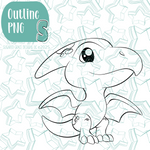 Blue Pterodactyl Dinosaur Cookie Cutter with PNG Images to Match - Hand Drawn Graphics for Edible Ink Printers