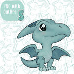 Blue Pterodactyl Dinosaur Cookie Cutter STL File with PNG Images to Match - For 3D Printing and Edible Ink Printers