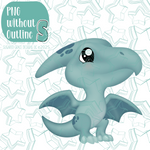 Blue Pterodactyl Dinosaur Cookie Cutter with PNG Images to Match - Hand Drawn Graphics for Edible Ink Printers