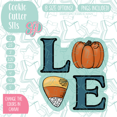 Pumpkin Love Cookie Cutter STL File with PNG Images to Match - For 3D Printing and Edible Ink Printers