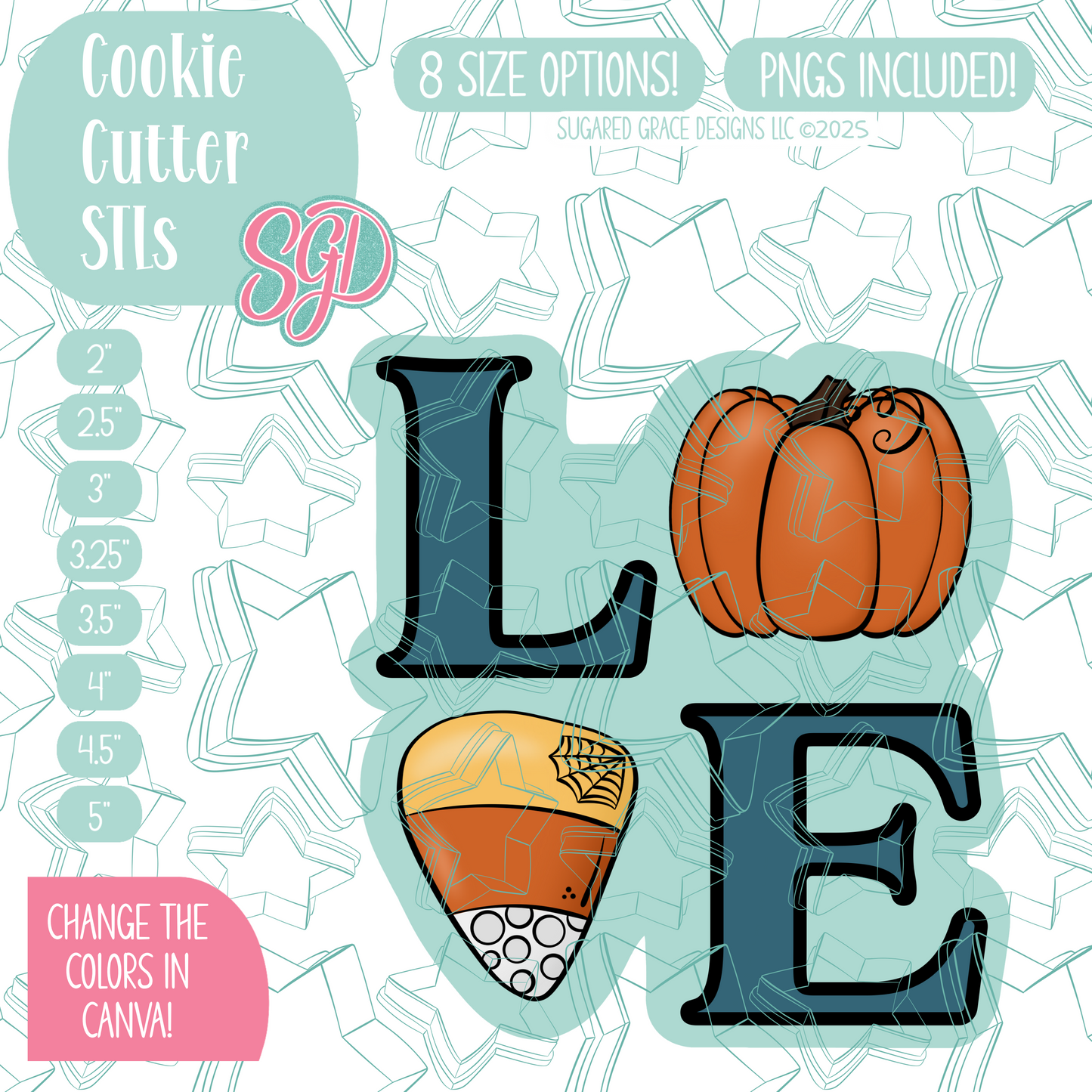 Pumpkin Love Cookie Cutter STL File with PNG Images to Match - For 3D Printing and Edible Ink Printers