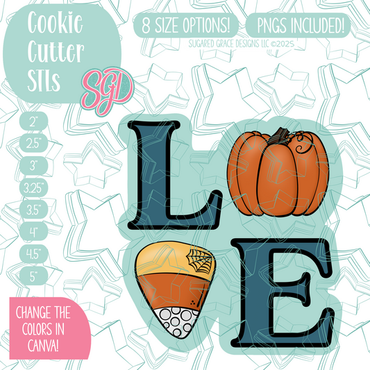 Pumpkin Love Cookie Cutter STL File with PNG Images to Match - For 3D Printing and Edible Ink Printers