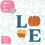 Pumpkin Love PNG Image Set for Edible Ink Printers - Hand Drawn Editable Graphics
