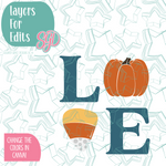 Pumpkin Love Cookie Cutter with PNG Images to Match - Hand Drawn Graphics for Edible Ink Printers