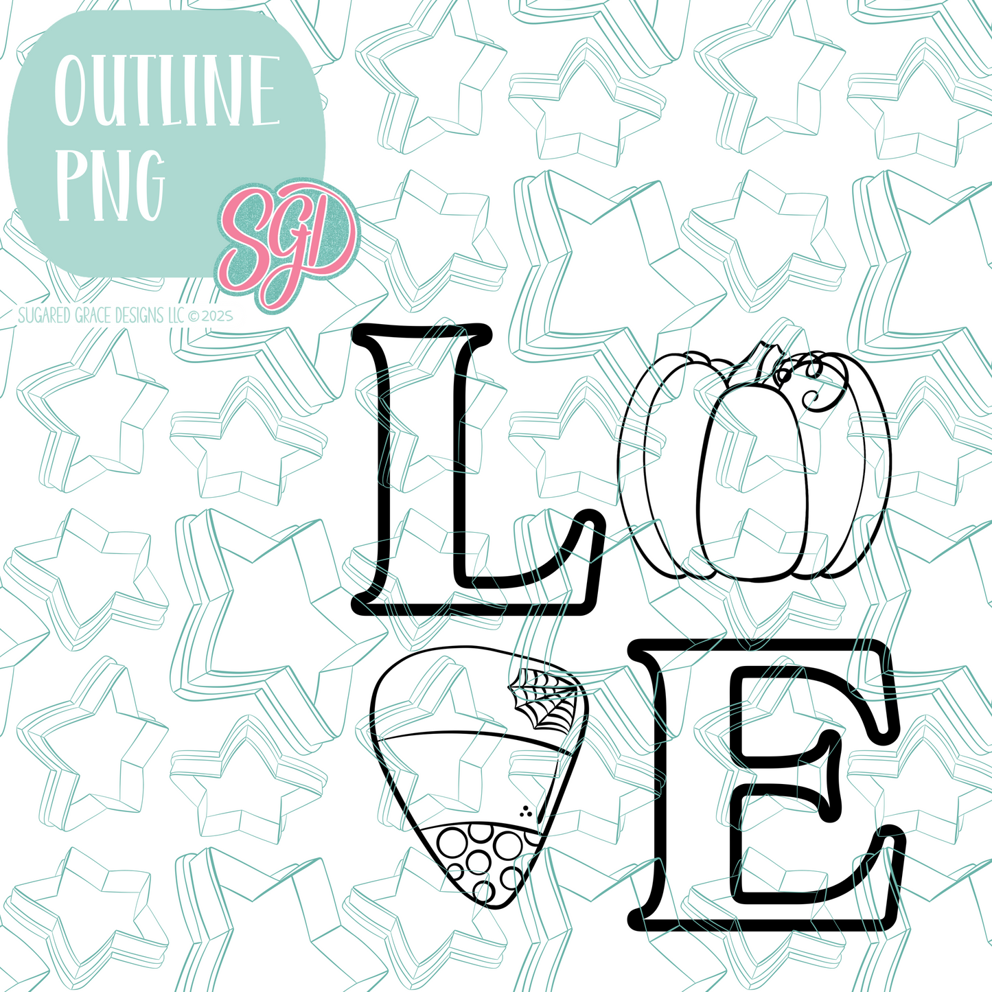 Pumpkin Love Cookie Cutter STL File with PNG Images to Match - For 3D Printing and Edible Ink Printers