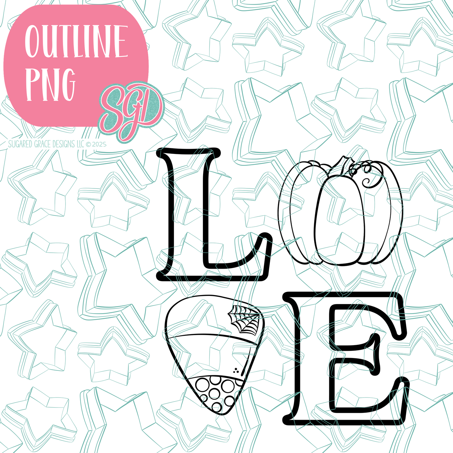 Pumpkin Love PNG Image Set for Edible Ink Printers - Hand Drawn Editable Graphics