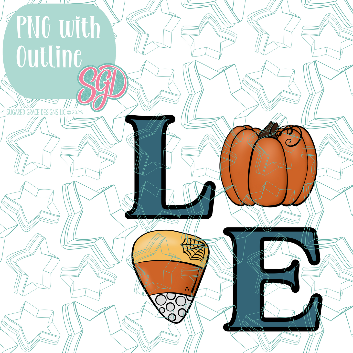 Pumpkin Love Cookie Cutter STL File with PNG Images to Match - For 3D Printing and Edible Ink Printers