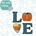 Pumpkin Love Cookie Cutter with PNG Images to Match - Hand Drawn Graphics for Edible Ink Printers