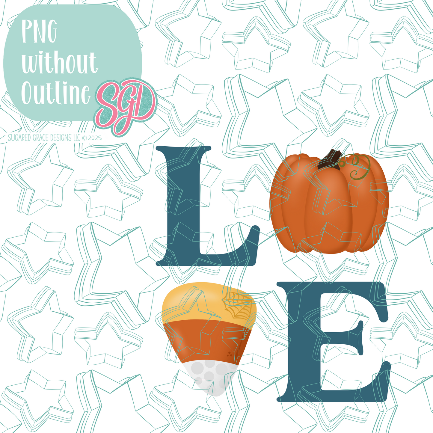 Pumpkin Love Cookie Cutter STL File with PNG Images to Match - For 3D Printing and Edible Ink Printers