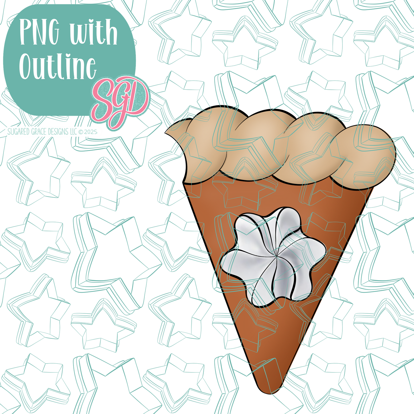 Pumpkin Pie Platter Cookie Cutter with PNG Images to Match - Hand Drawn Graphics for Edible Ink Printers