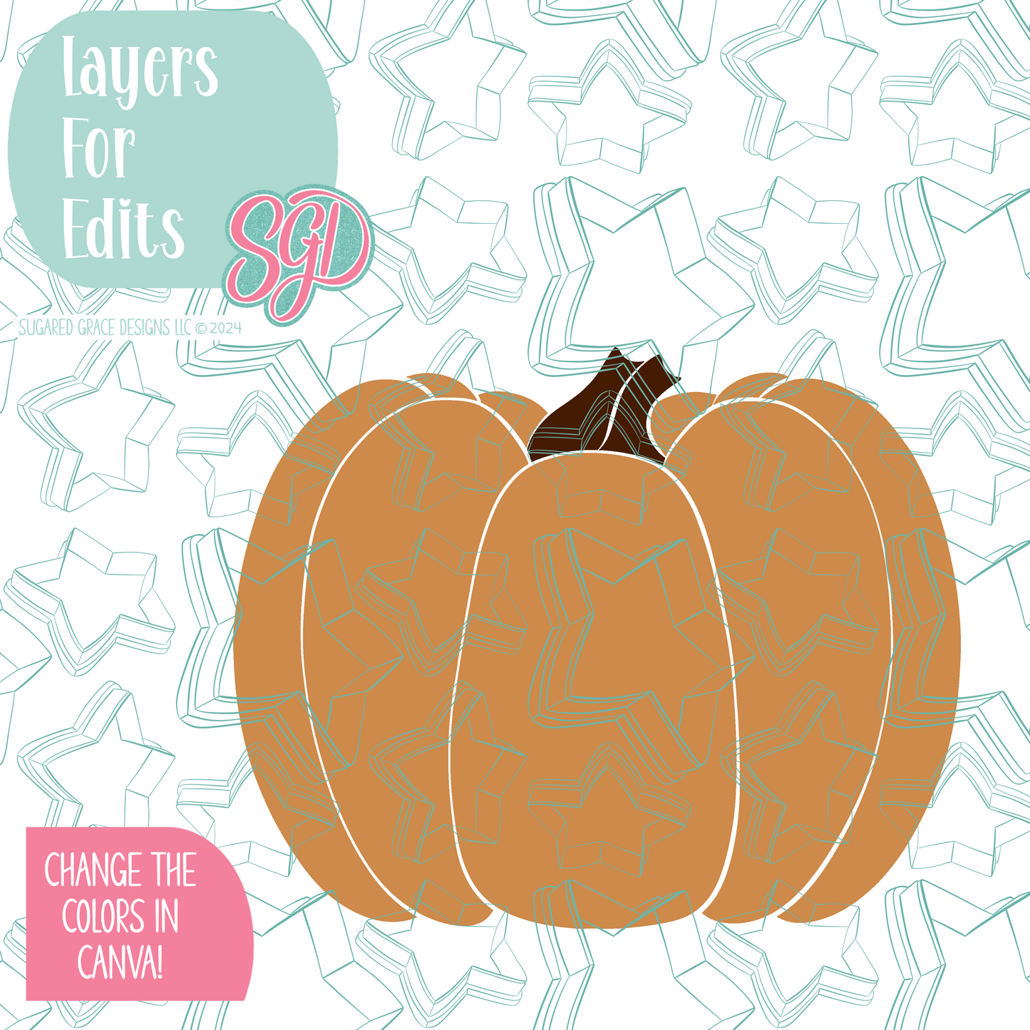 Pumpkin Cookie Cutter STL File with PNG Images to Match - For 3D Printing and Edible Ink Printers