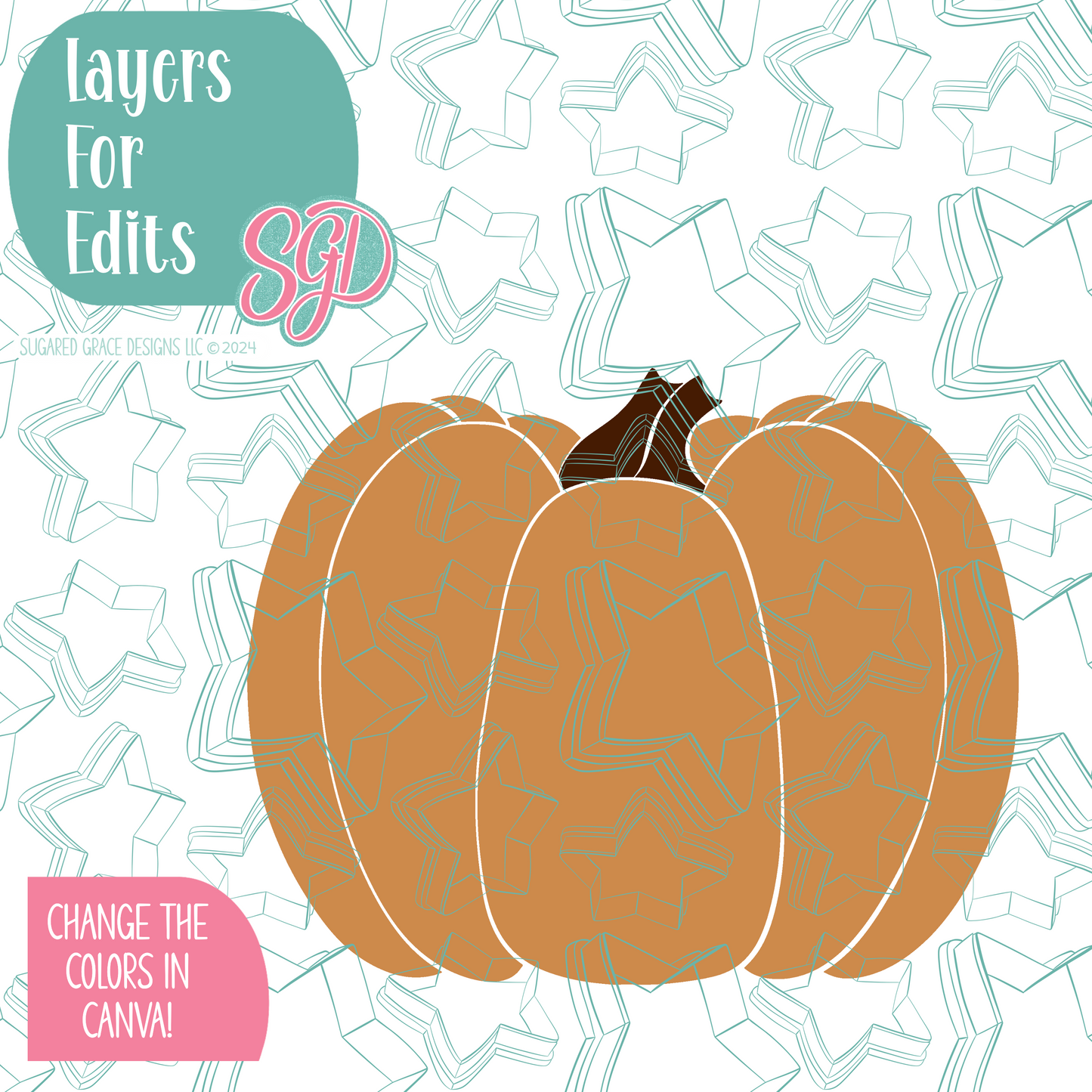 Pumpkin Cookie Cutter with PNG Images to Match - Hand Drawn Graphics for Edible Ink Printers