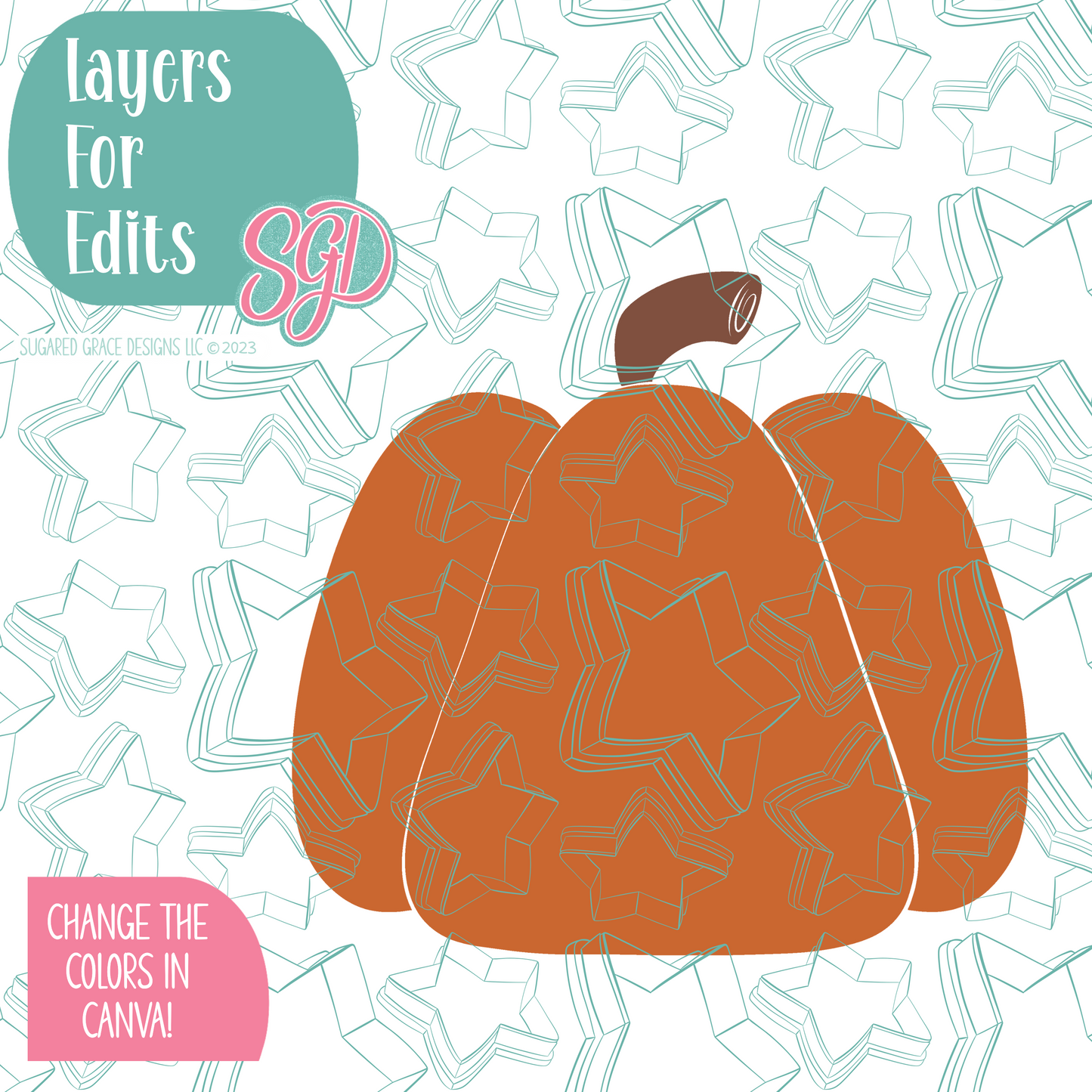 Pumpkin Cookie Cutter with PNG Images to Match - Hand Drawn Graphics for Edible Ink Printers