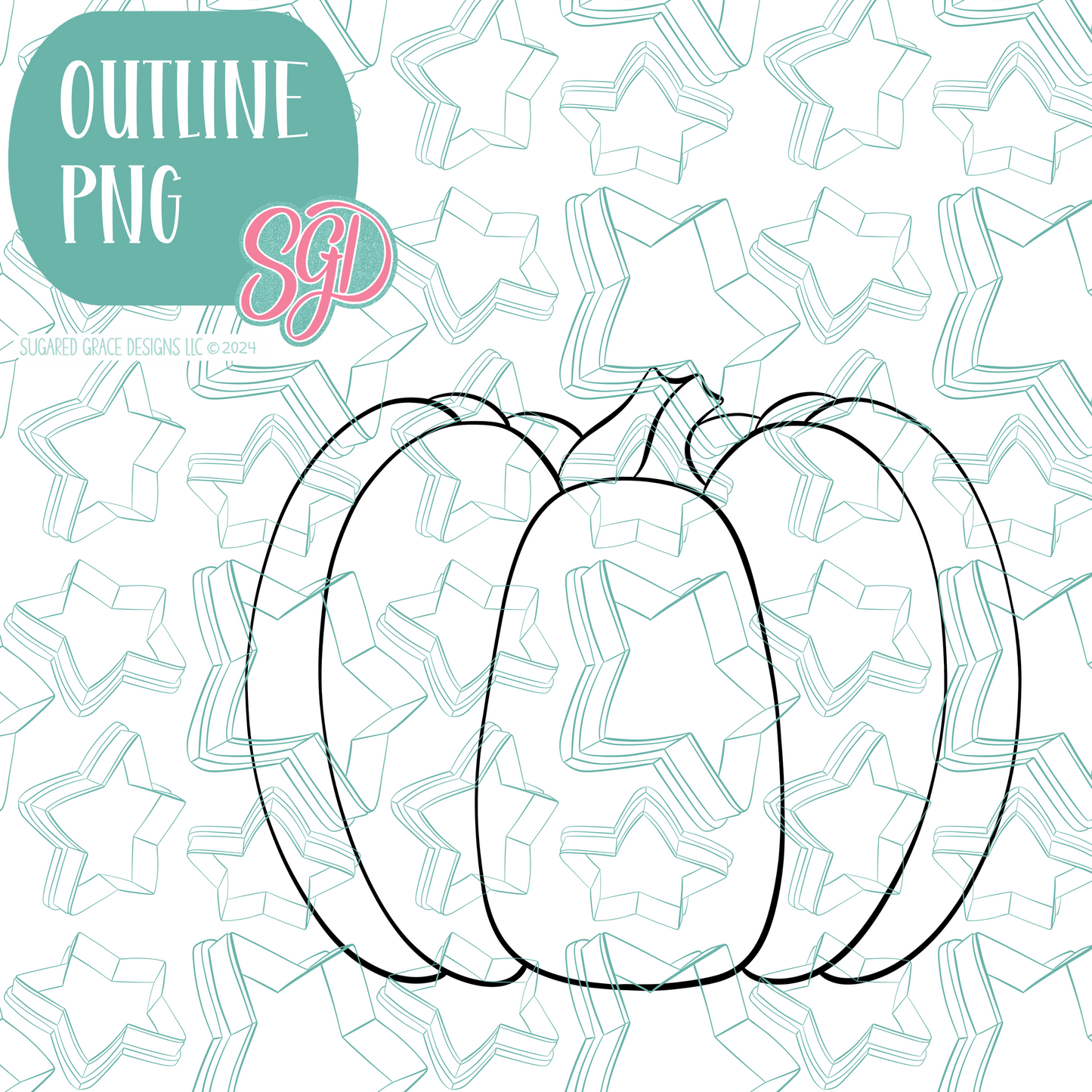 Pumpkin Cookie Cutter with PNG Images to Match - Hand Drawn Graphics for Edible Ink Printers