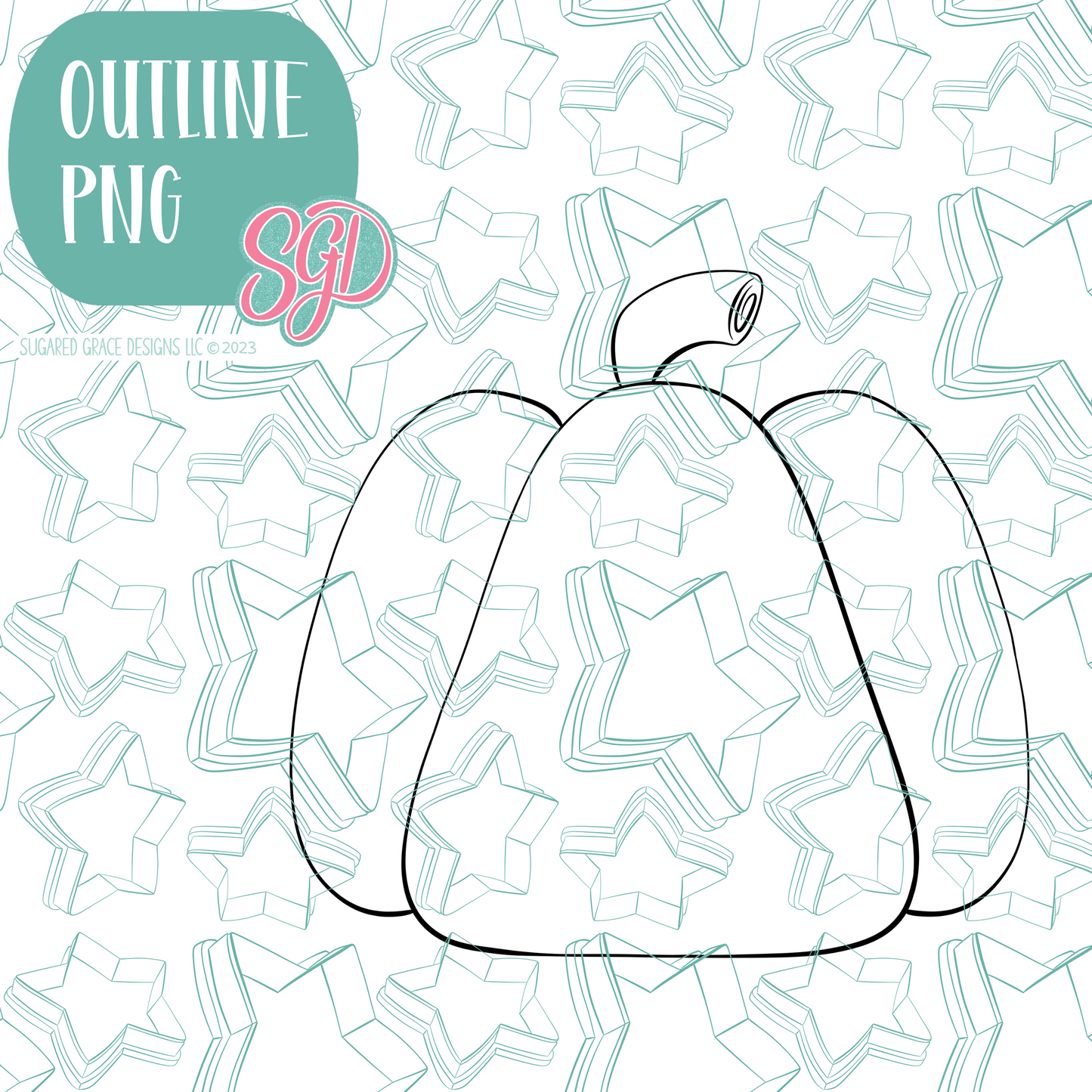 Pumpkin Cookie Cutter with PNG Images to Match - Hand Drawn Graphics for Edible Ink Printers