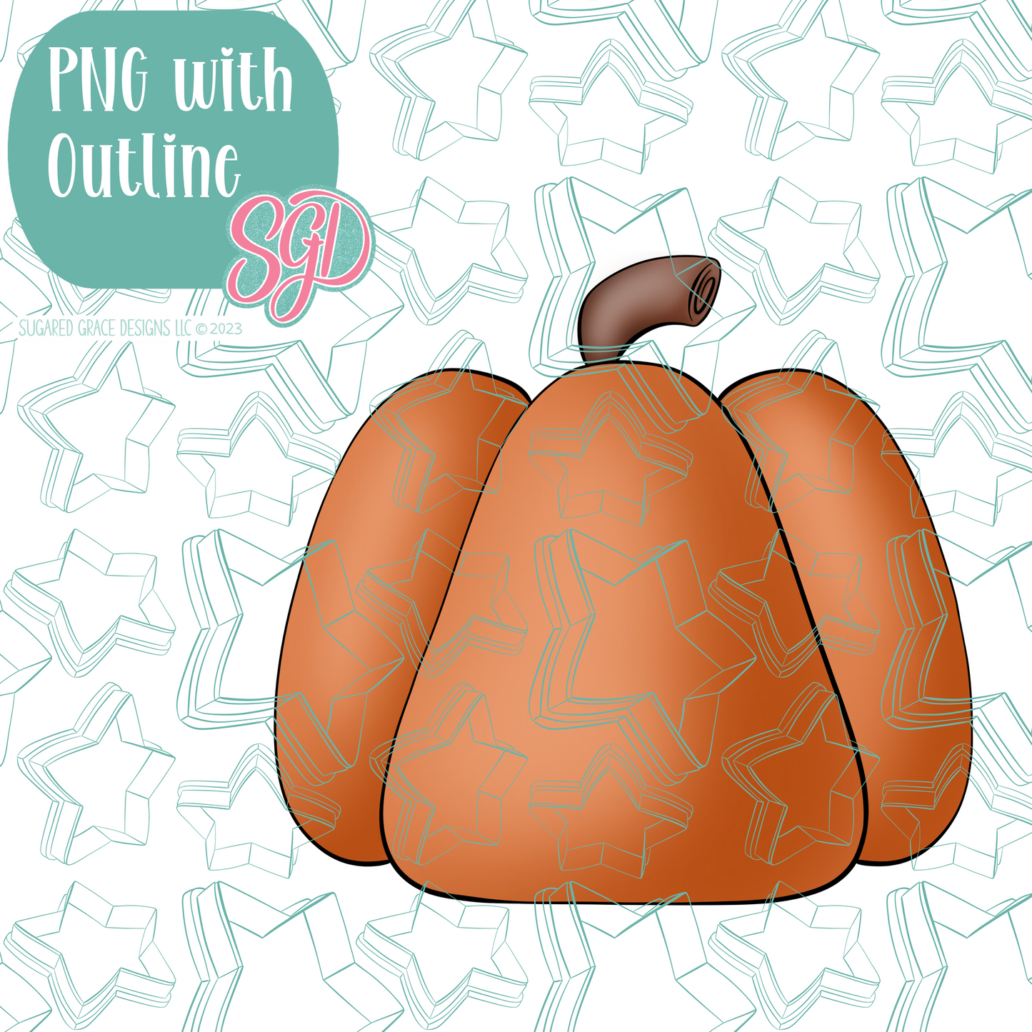 Pumpkin Cookie Cutter with PNG Images to Match - Hand Drawn Graphics for Edible Ink Printers