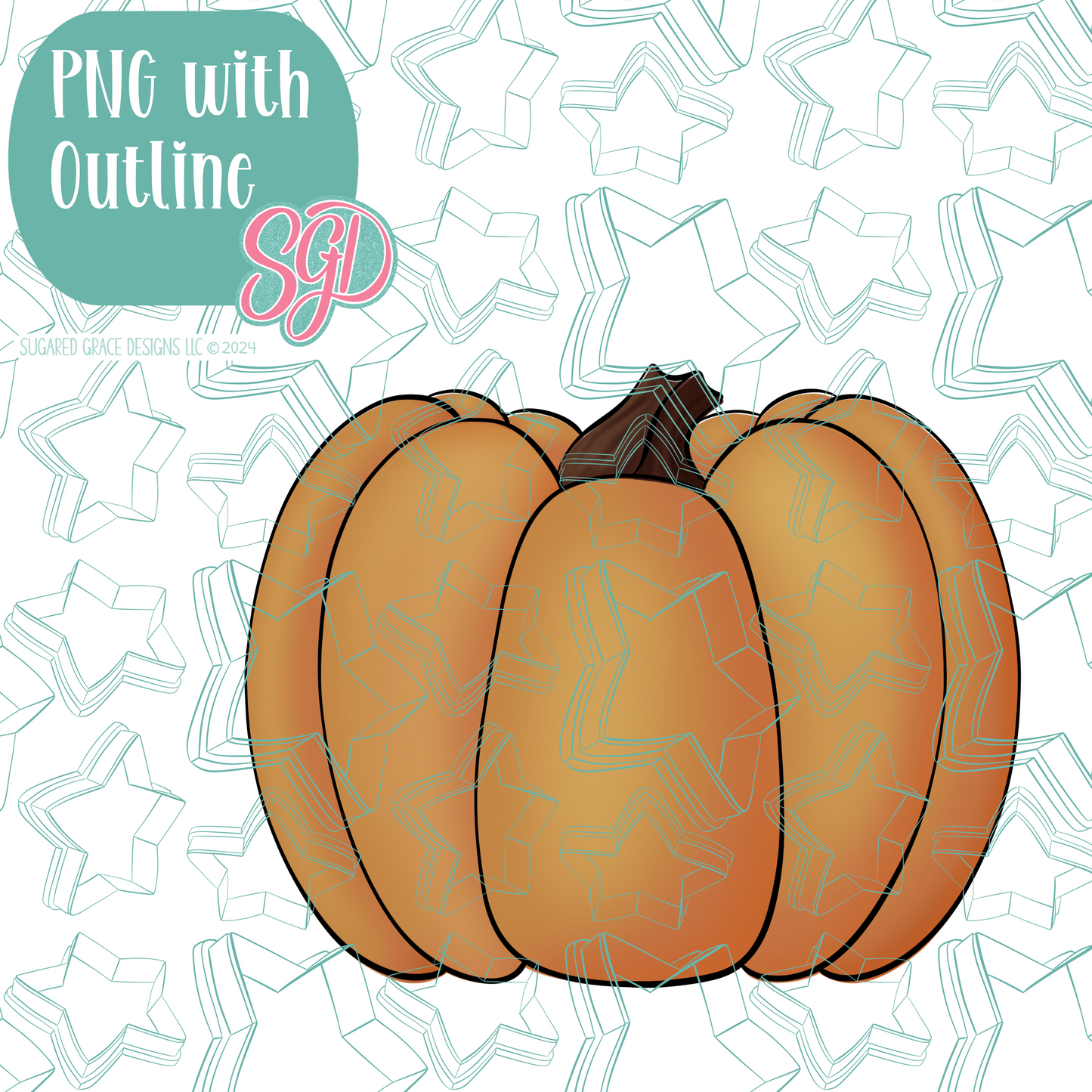 Pumpkin Cookie Cutter with PNG Images to Match - Hand Drawn Graphics for Edible Ink Printers