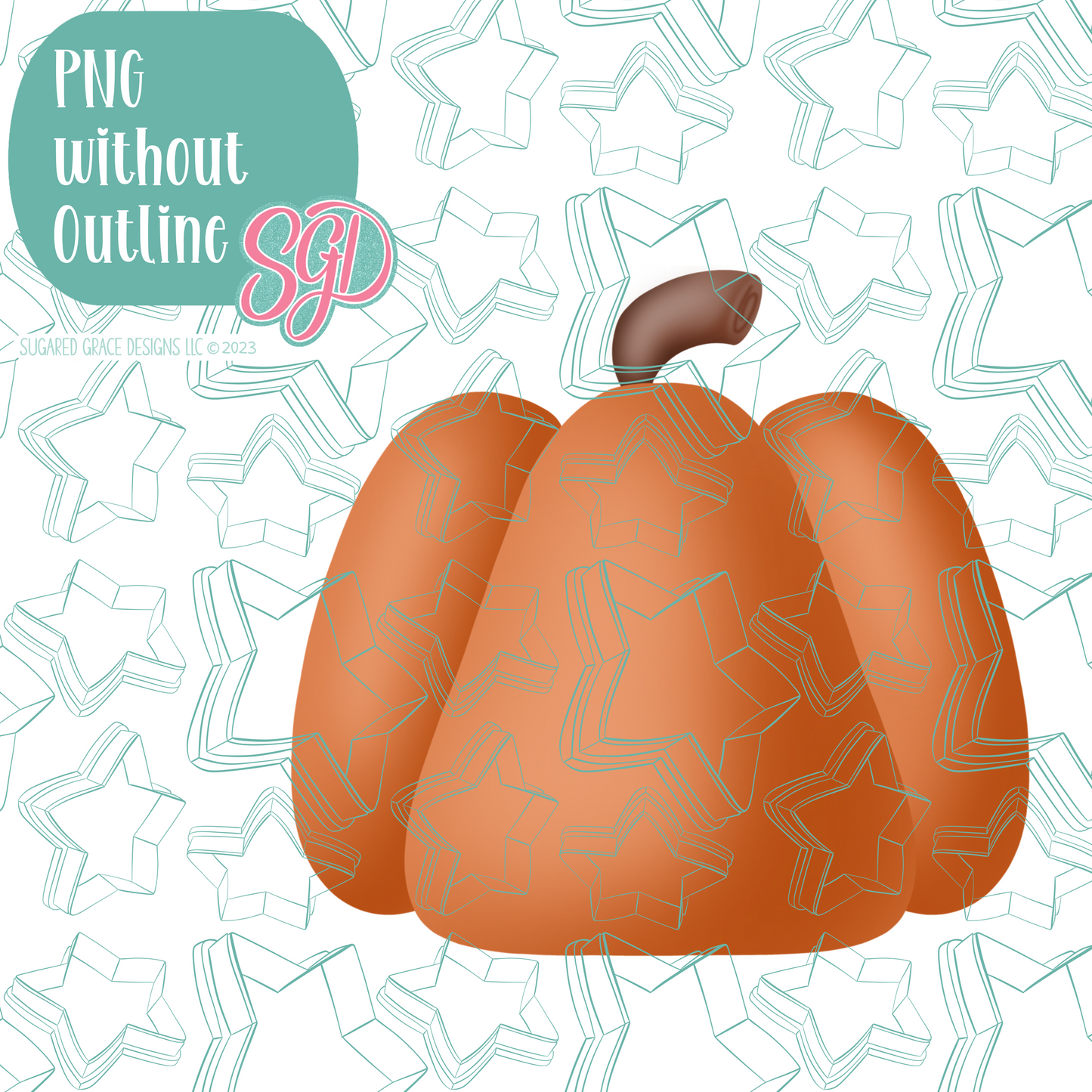 Pumpkin Cookie Cutter with PNG Images to Match - Hand Drawn Graphics for Edible Ink Printers