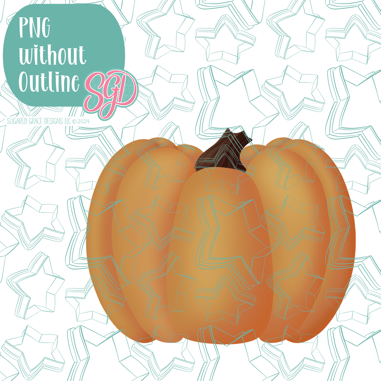 Pumpkin Cookie Cutter with PNG Images to Match - Hand Drawn Graphics for Edible Ink Printers