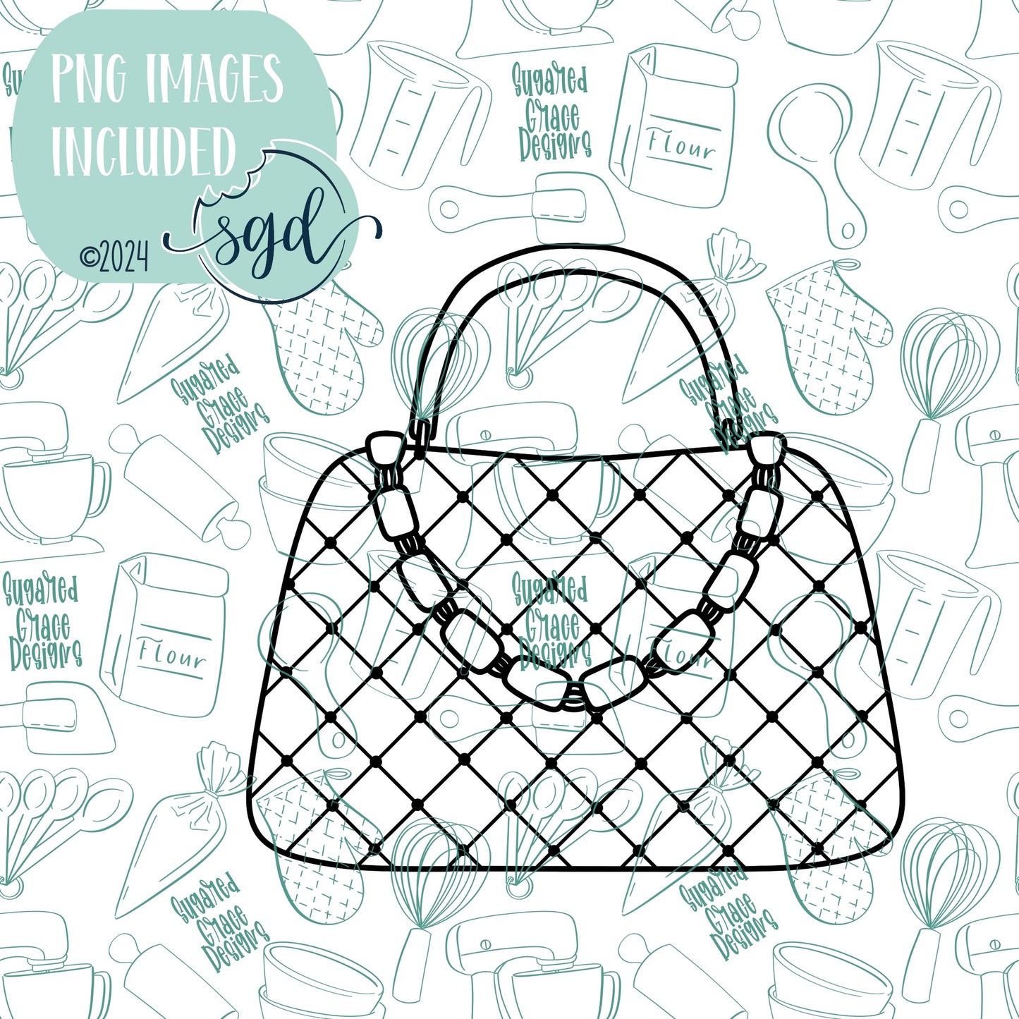 Pink Clutch Purse Cookie Cutter STL Files with PNG Images to Match - For 3D Printing and Edible Ink Printers