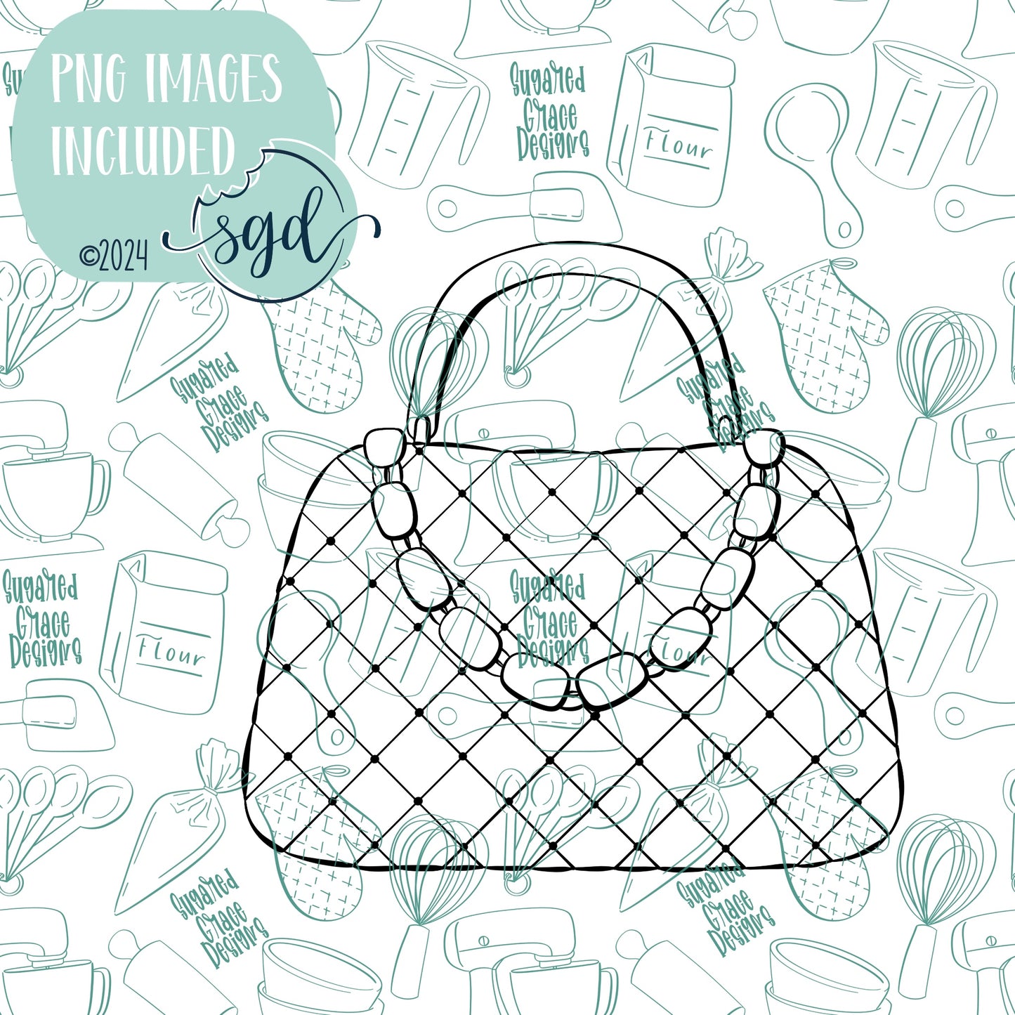 Pink Clutch Purse Cookie Cutter STL Files with PNG Images to Match - For 3D Printing and Edible Ink Printers