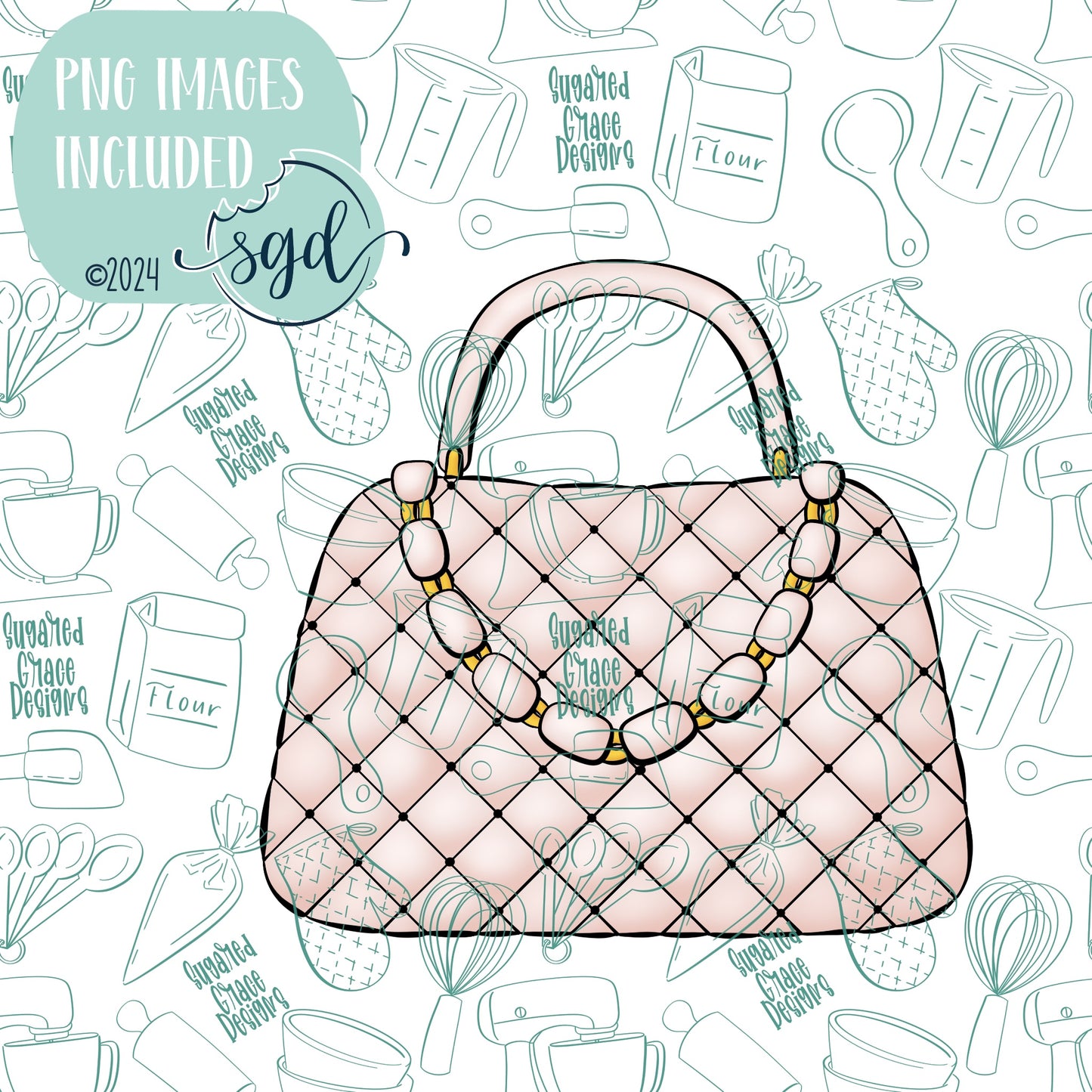 Pink Clutch Purse Cookie Cutter STL Files with PNG Images to Match - For 3D Printing and Edible Ink Printers