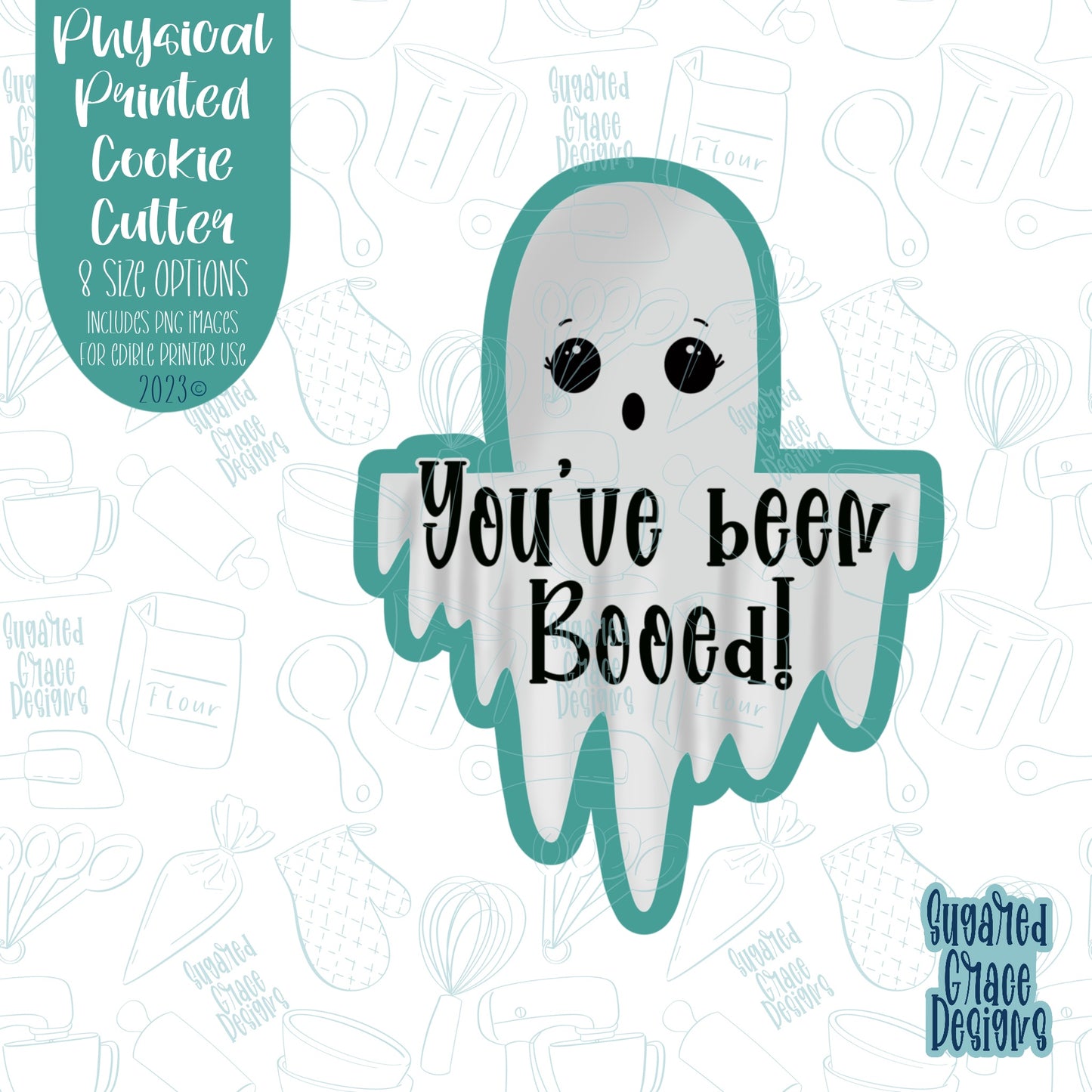 You’ve Been Booed Ghost cookie cutter with png images for edible printers including Eddie