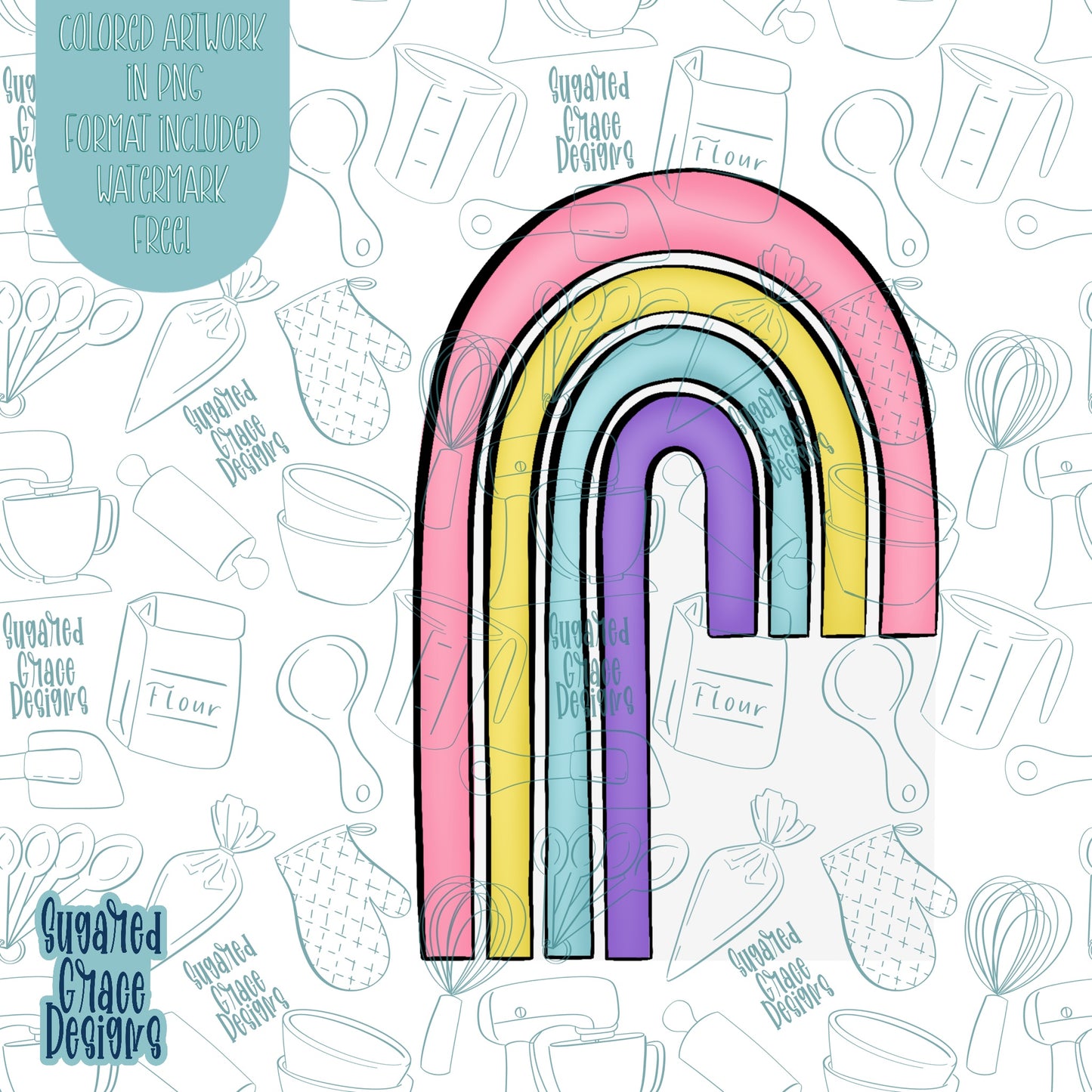 Rainbow Number Cookie Cutter STL File for 3D Printing with Matching Printable PNG Images for Edible Ink Printers Including Eddie