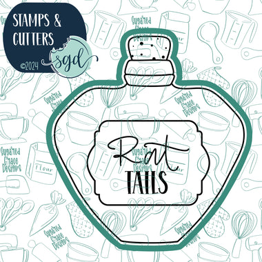 Rat Tails Potion Bottle Cookie Cutter and Stamp for Fondant Decorating and Cake Toppers