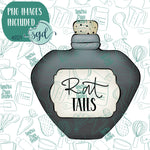 Rat Tails Potion Bottle Cookie Cutter with PNGs to Match - Hand Drawn Graphics for Edible Ink Printers