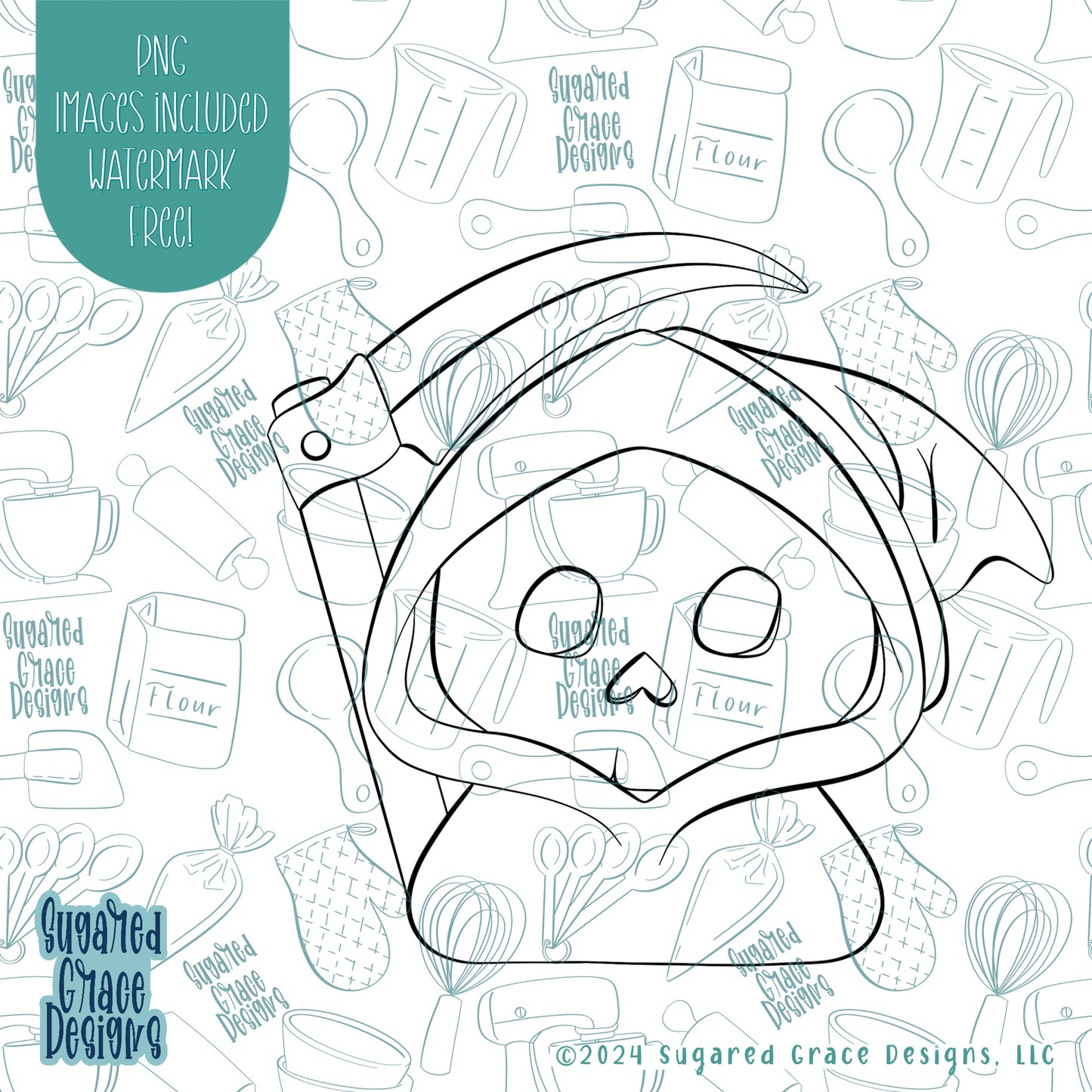 Halloween Grimm Reaper Cookie Cutter with Matching Printable PNG Images for Edible Ink Printers Including Eddie