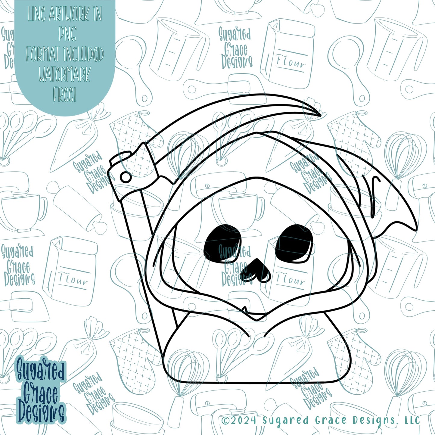 Halloween Grimm Reaper Cookie Cutter STL Files for 3D Printing with Matching Printable PNG Images for Edible Ink Printers Including Eddie