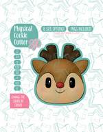 Christmas Reindeer Cookie Cutter with PNG Images to Match - Hand Drawn Graphics for Edible Ink Printers