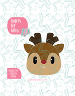 Christmas Reindeer PNG Image Set for Edible Ink Printers - Hand Drawn Editable Graphics