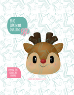 Christmas Reindeer Cookie Cutter with PNG Images to Match - Hand Drawn Graphics for Edible Ink Printers