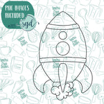 Space Rocket Cookie Cutter with PNG Images to Match - Hand Drawn Graphics for Edible Ink Printers