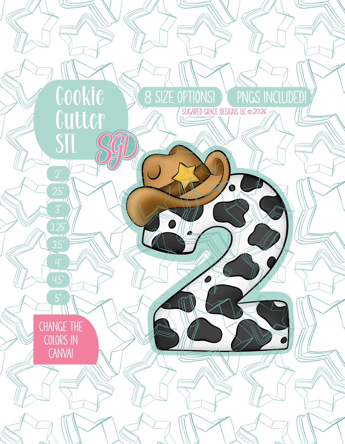 Cowboy Number Two Cookie Cutter STL and PNG set