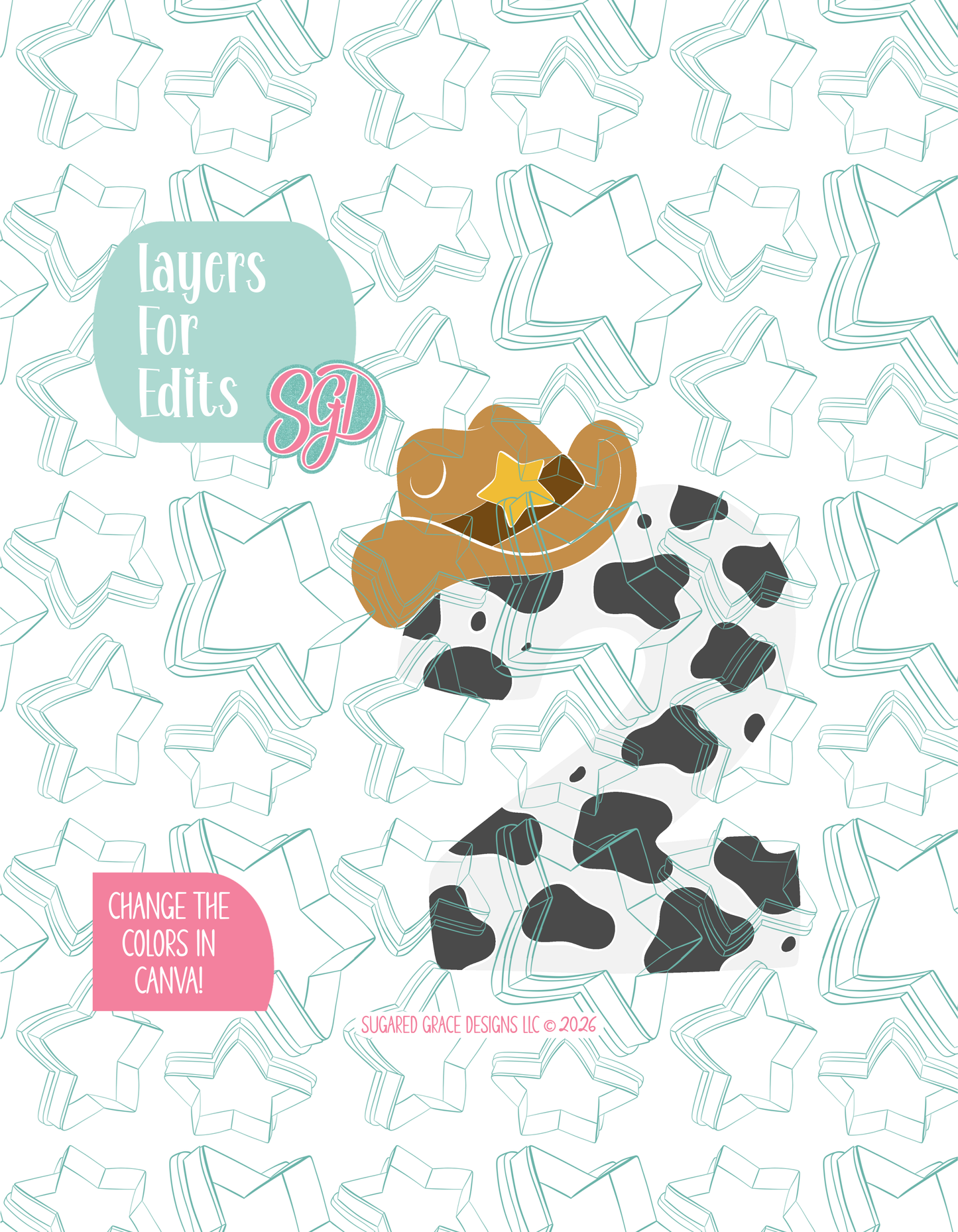 Cowboy Number Two Cookie Cutter STL and PNG set