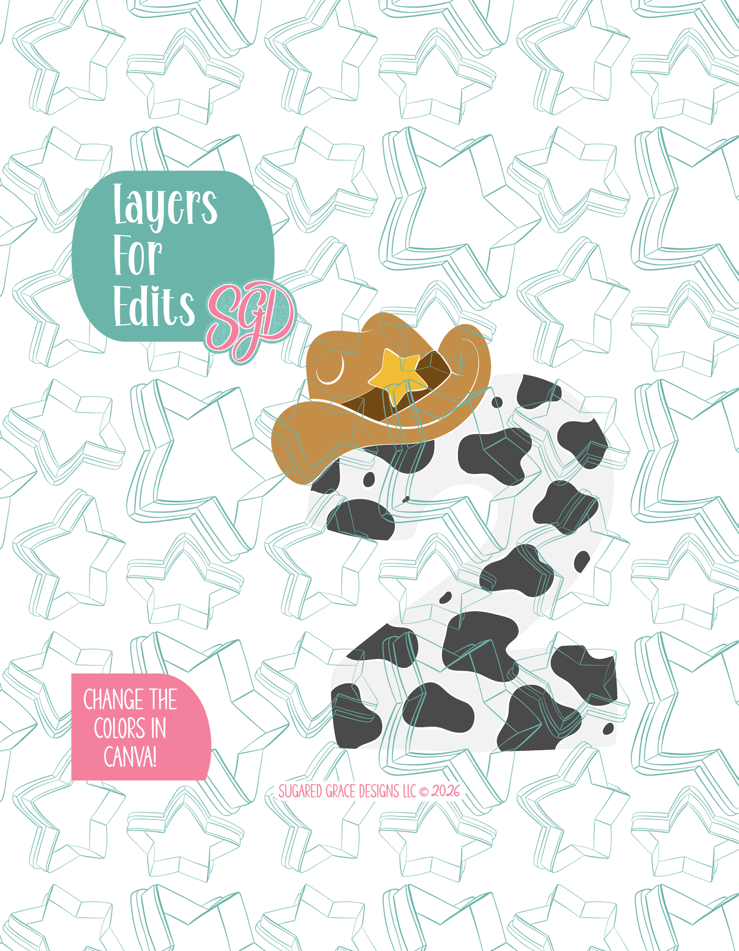 Cowboy Number Two Cookie Cutter with matching PNG