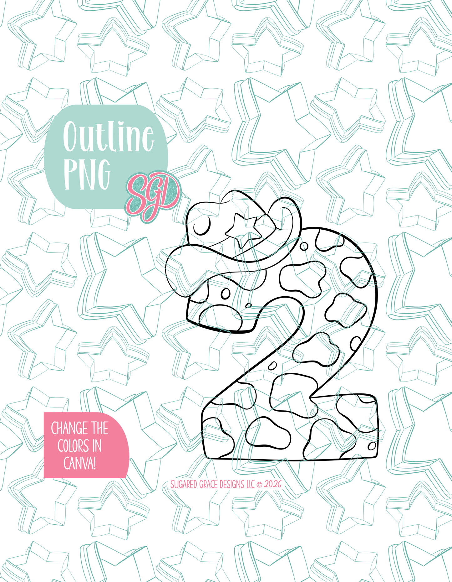 Cowboy Number Two Cookie Cutter STL and PNG set