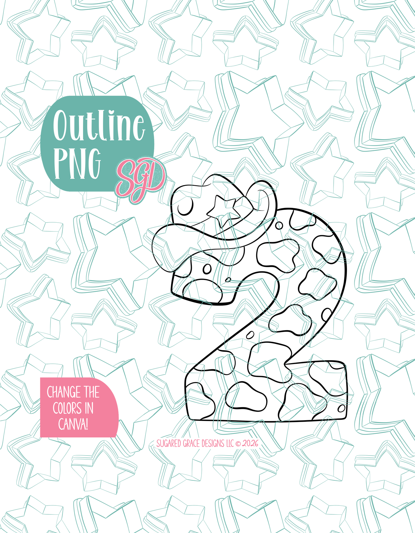 Cowboy Number Two Cookie Cutter with matching PNG