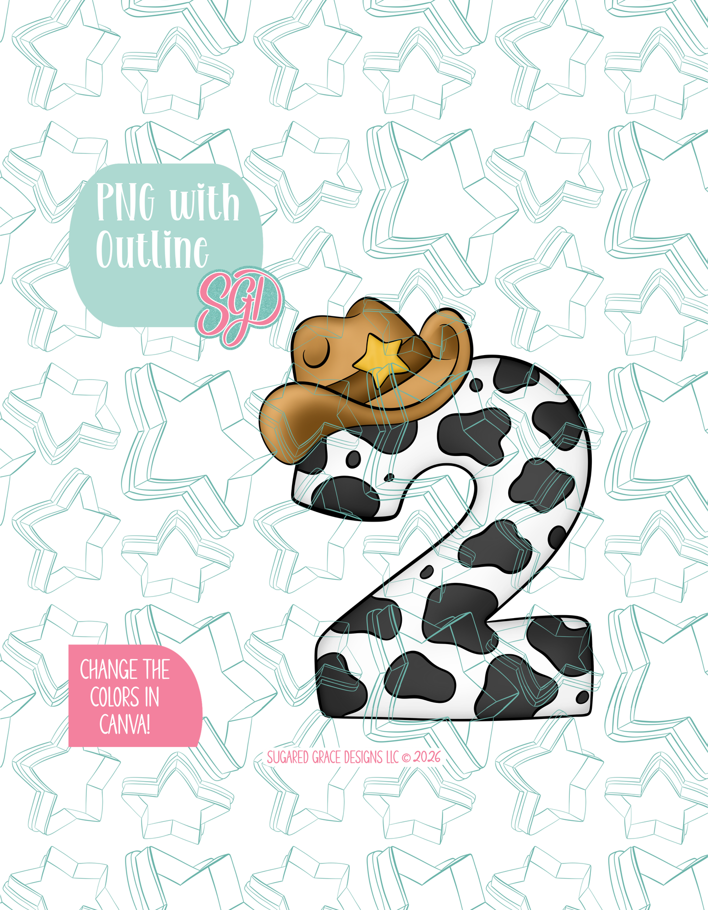 Cowboy Number Two Cookie Cutter STL and PNG set