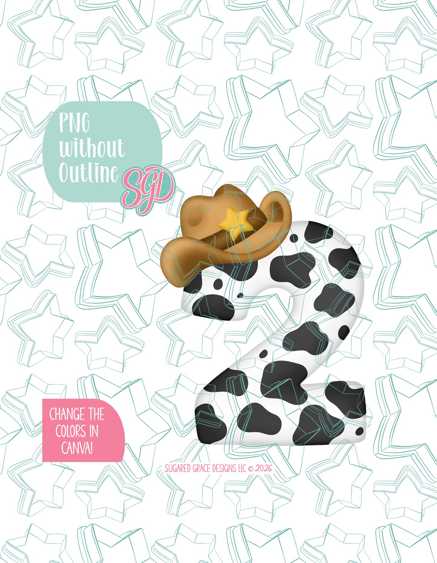 Cowboy Number Two Cookie Cutter STL and PNG set