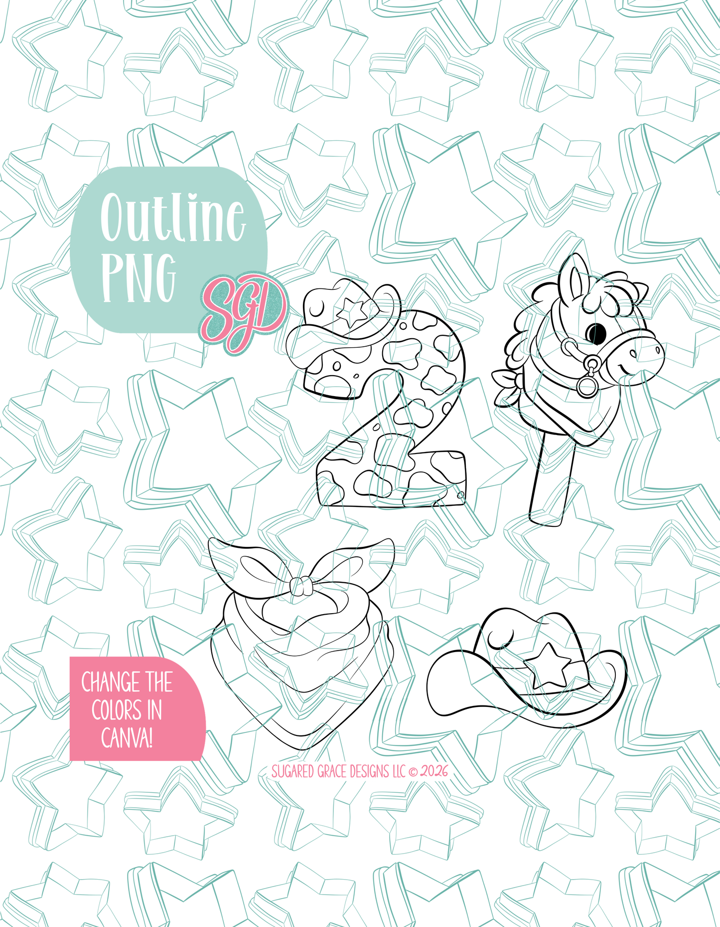 03/26 Monthly Batch - featuring 4 Cookie Cutter STL designs, 2 Cookie Tags, & 2 Printable Patterns - Rootin Twotin Cowboy