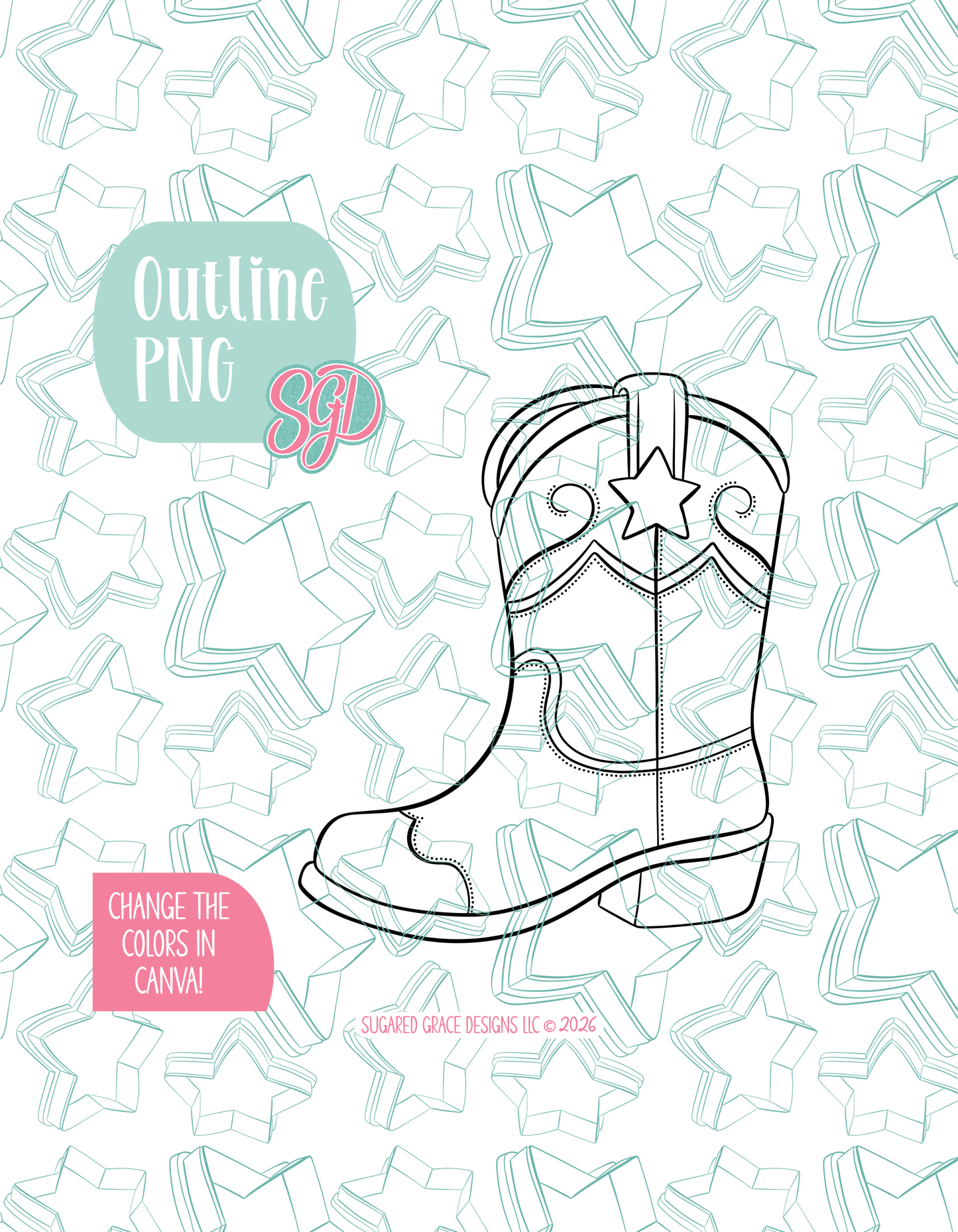 Cowboy Boot Cookie Cutter STL and PNG set