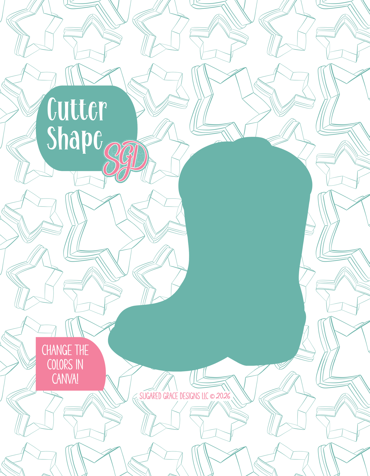 Cowboy Boot Cookie Cutter with matching PNG