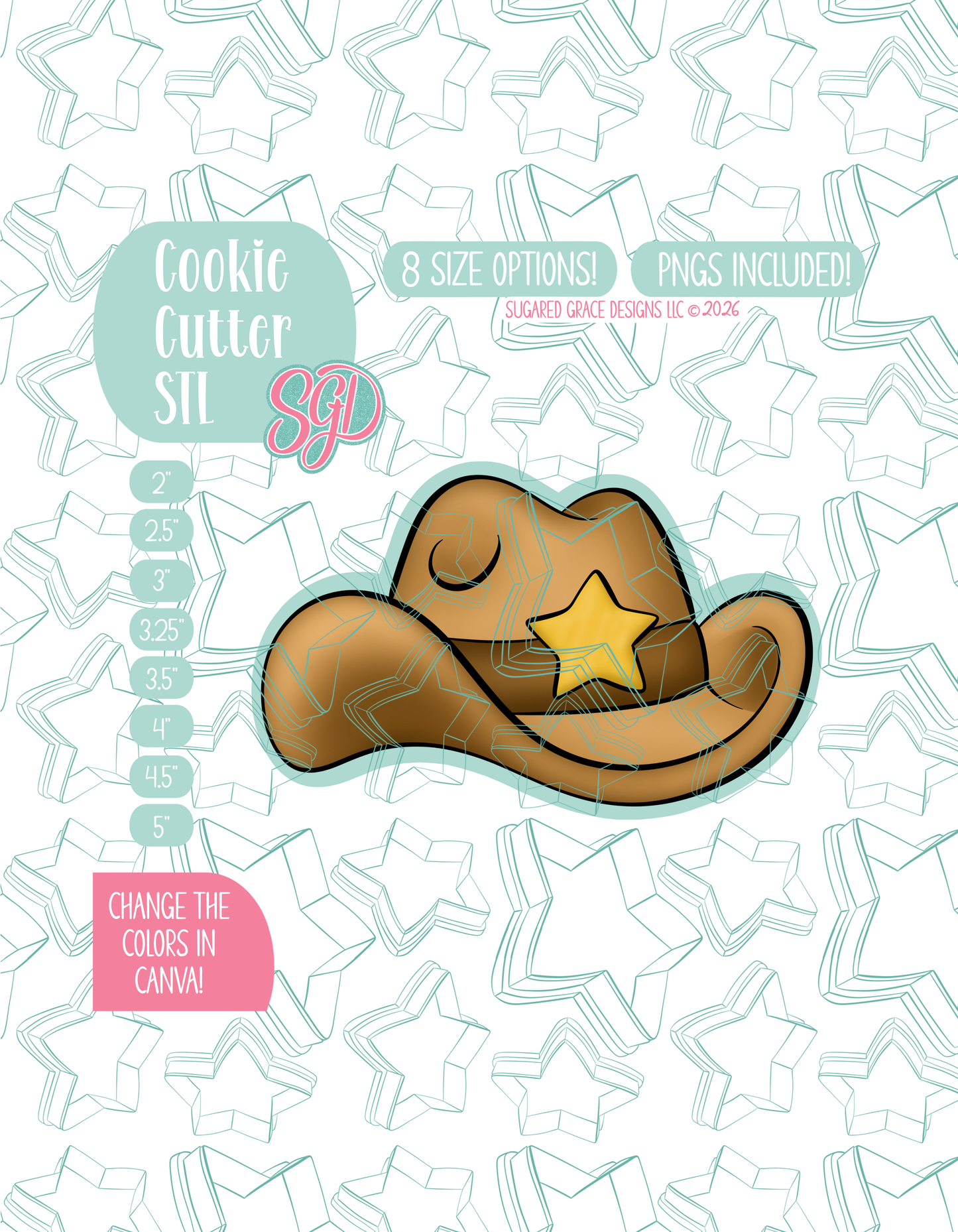 Cowboy Hat Cookie Cutter STL and PNG set